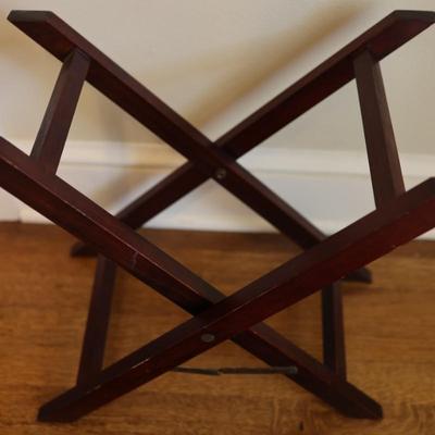 Vintage Campaign Style Folding Tray Table - 2 Piece