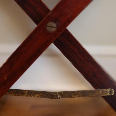 Vintage Campaign Style Folding Tray Table - 2 Piece