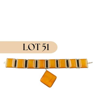-51- ART DECO | 14Kt Gold Setting & Bakelite Braclet