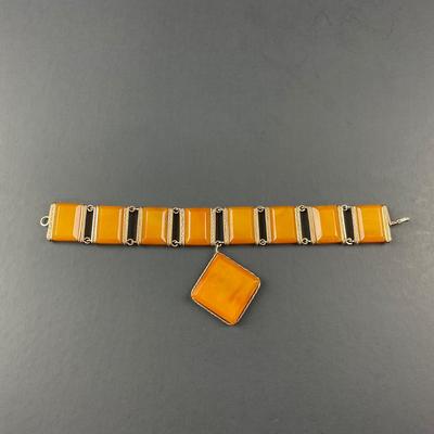 -51- ART DECO | 14Kt Gold Setting & Bakelite Braclet