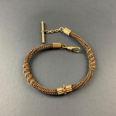 -52- WATCH FOB | Mourning Hair Art Watch Fob With Ruby & Opal Stones