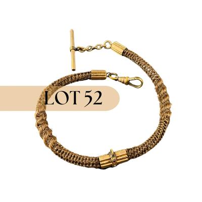 -52- WATCH FOB | Mourning Hair Art Watch Fob With Ruby & Opal Stones