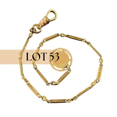 -53- WATCH FOB | S.O.B. + Co. Gold Toned Watch Fob | Marked