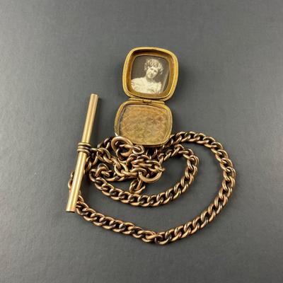 -54- WATCH FOB | Engraved Locket With Photograph