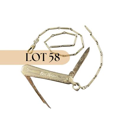 -58- POCKET KNIFE | Bates Blade Pocket Knife On Chain | Marked