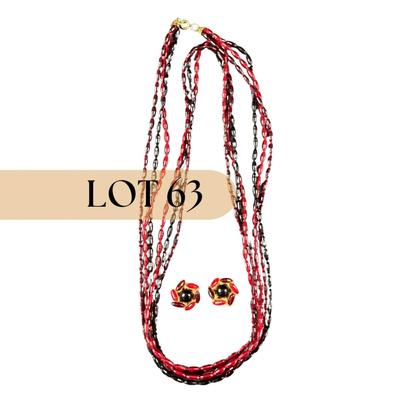 -63- COSTUME | Red & Black Necklace & Earrings Set