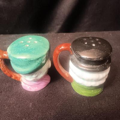 HOBNAIL MILK GLASS AND TOBY STYLE SALT & PEPPER SHAKERS