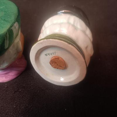 HOBNAIL MILK GLASS AND TOBY STYLE SALT & PEPPER SHAKERS