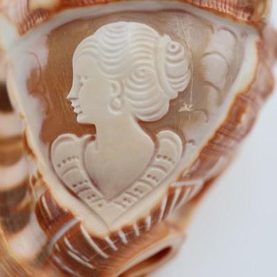 Vintage Italian Hand Carved Cameo on Whole Conch Shell