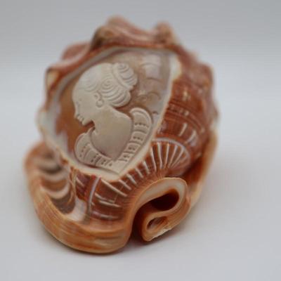 Vintage Italian Hand Carved Cameo on Whole Conch Shell