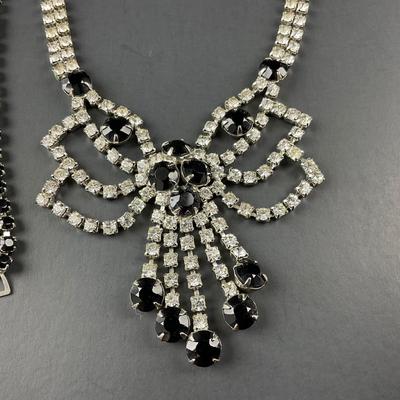 -75- COSTUME | Mixed Lot Of Black & Rhinestone Jewelry