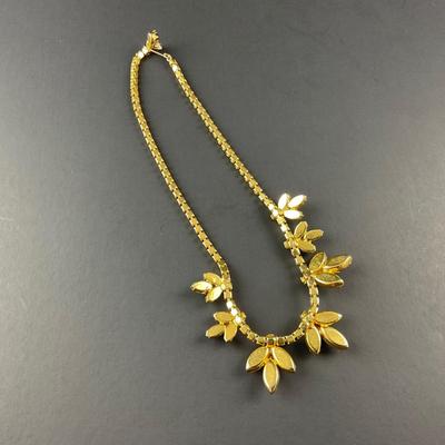-77- WEISS | Rhinestone Amber Necklace & Earrings | Marked