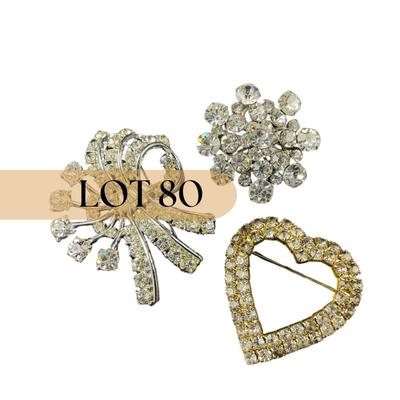 -80- BROOCH | Mixed Lot Of Rhinestone Pins