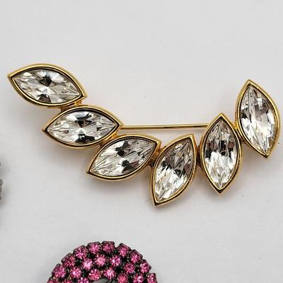 Three Rhinestone Brooches