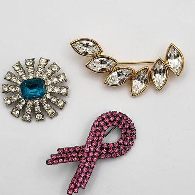 Three Rhinestone Brooches