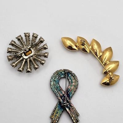 Three Rhinestone Brooches