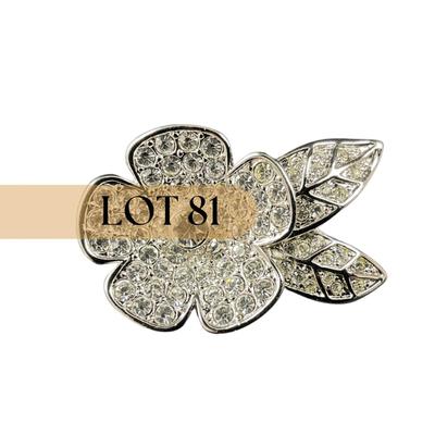 -81- BROOCH | Givenchy Pave Flower Rhinestone Pin | Marked