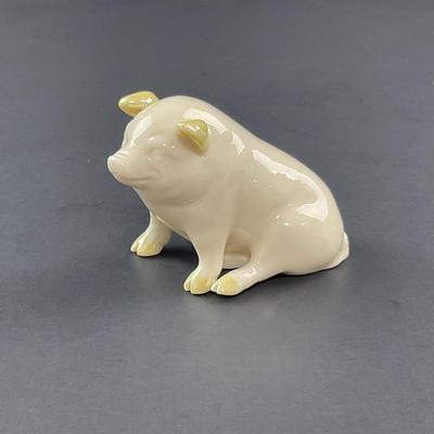 -83- BELLEEK | Luster Porcelain Pig Figure | 6th Mark