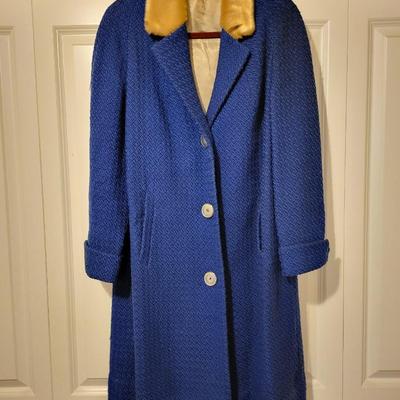 Vintage Blue Wool Coat Size Medium