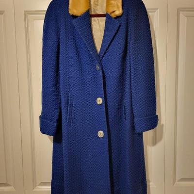 Vintage Blue Wool Coat Size Medium