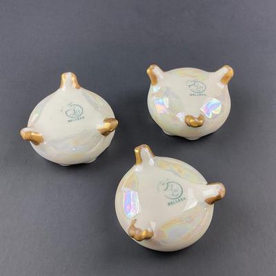 -87- BELLEEK | Lenox Luster Salt Cellars | Marked
