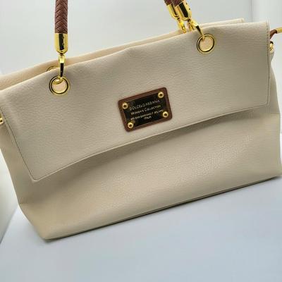 Cream Colored Dolce & Gabbana Large Satchel Handbag