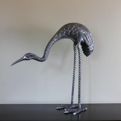 Large Metal Crane Sculpture