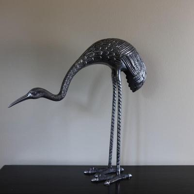 Large Metal Crane Sculpture