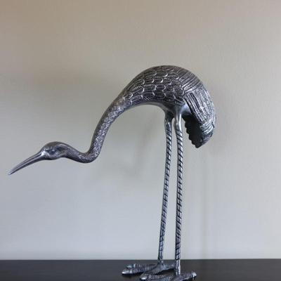 Large Metal Crane Sculpture