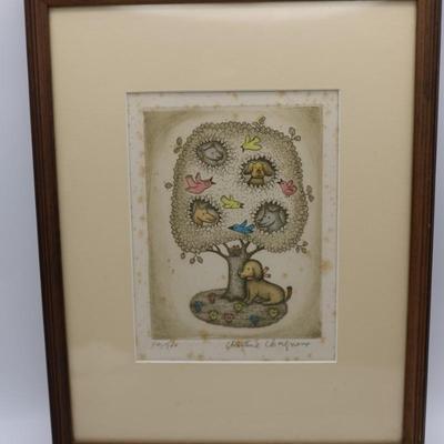 Framed, Signed & Numbered Christine Chagnoux Etching Lithograph
