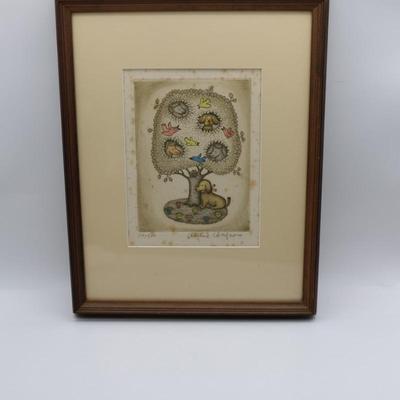 Framed, Signed & Numbered Christine Chagnoux Etching Lithograph