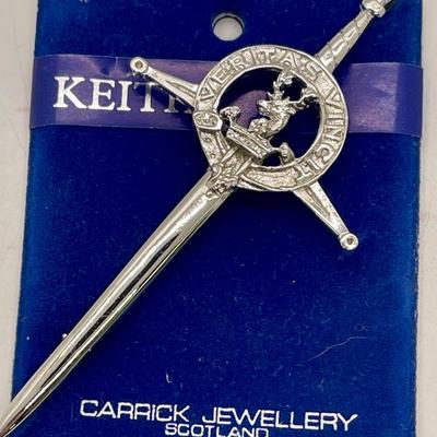 Vintage Scottish Kilt Pin or Brooch mini sword Deer Stag