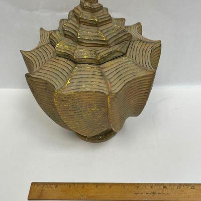 Textured Gold Conch Shell Shaped Decorative Box