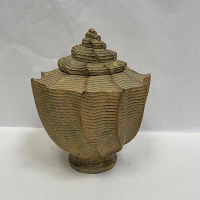Textured Gold Conch Shell Shaped Decorative Box