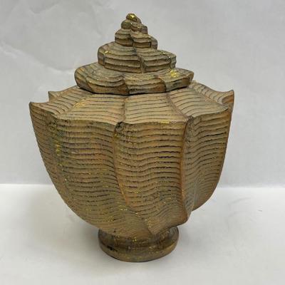 Textured Gold Conch Shell Shaped Decorative Box