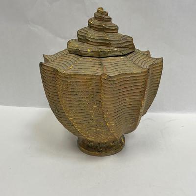 Textured Gold Conch Shell Shaped Decorative Box