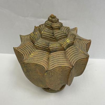 Textured Gold Conch Shell Shaped Decorative Box