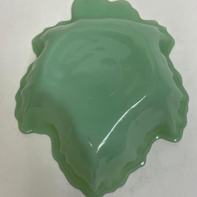 Vintage Fire King Jadeite Green Maple Leaf shaped bowl nuts or candies