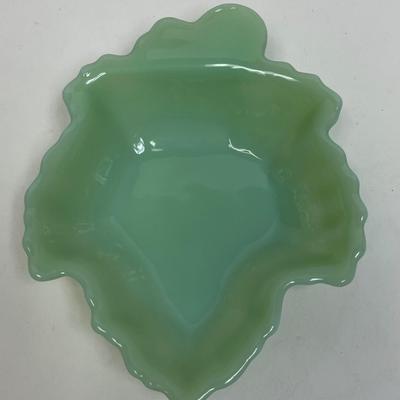 Vintage Fire King Jadeite Green Maple Leaf shaped bowl nuts or candies