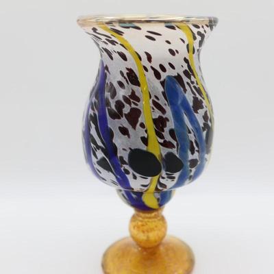 Murano Style Hand-Blown Glass Vase
