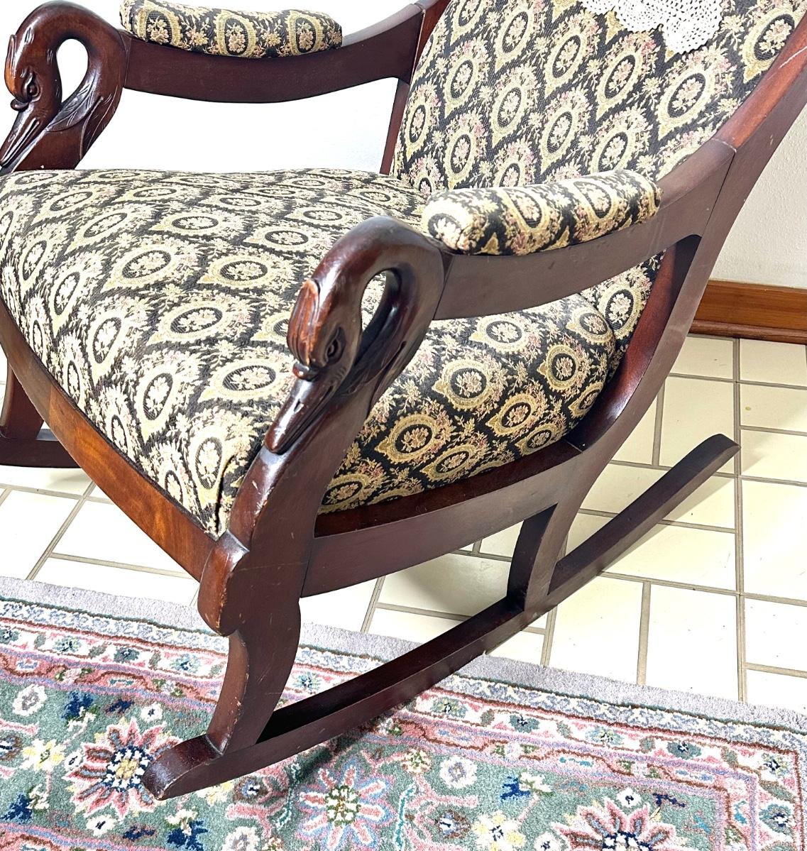 Antique Rocker with Exquisite Carved Swan Neck Design | EstateSales.org