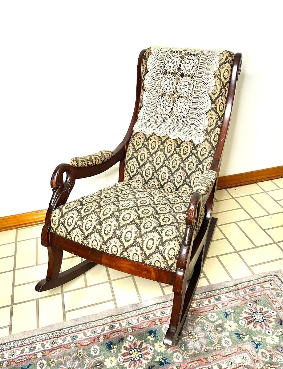 Antique Rocker with Exquisite Carved Swan Neck Design | EstateSales.org