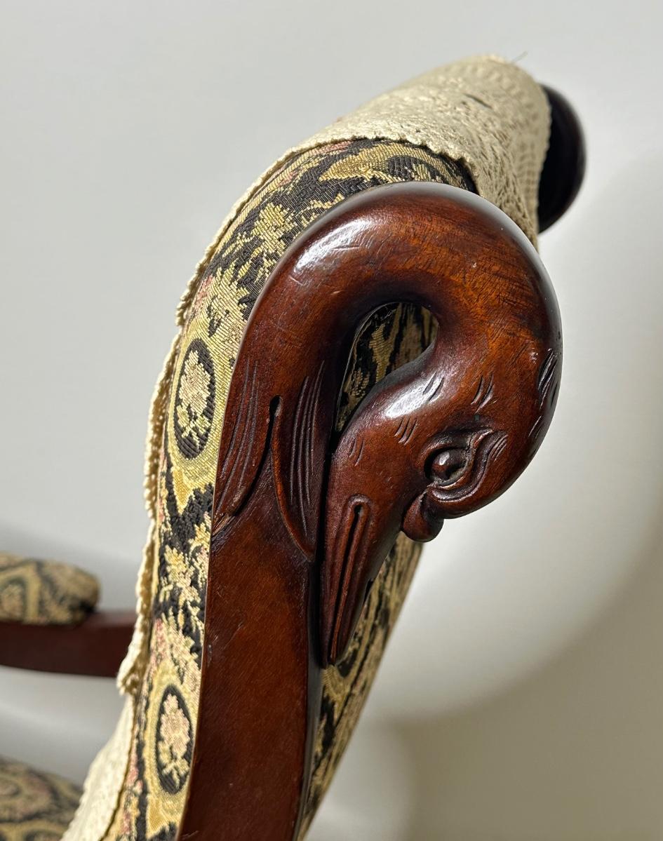 Antique Rocker with Exquisite Carved Swan Neck Design | EstateSales.org
