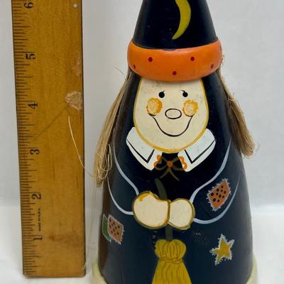 Painted Wood Witch Figurine cone shaped