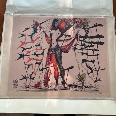 Salvador Dali Femmes Fleurs Artist Proof 1970 Color Lithograph (épreuve d'artiste) 1/1