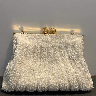 Two White Beaded 1950’s Style Evening Clutches - Hong Kong