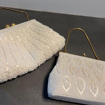 Two White Beaded 1950’s Style Evening Clutches - Hong Kong