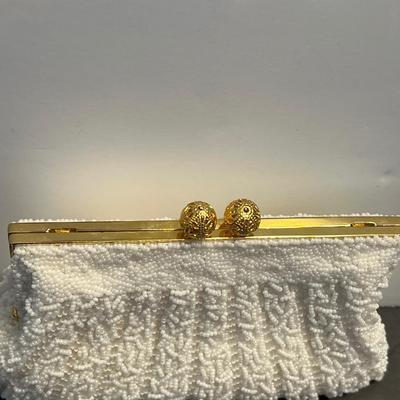 Two White Beaded 1950’s Style Evening Clutches - Hong Kong