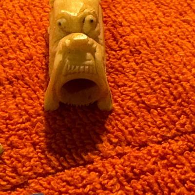 Carved Bone Cigarette Holder & Knitting Needle