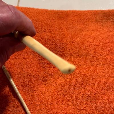 Carved Bone Cigarette Holder & Knitting Needle